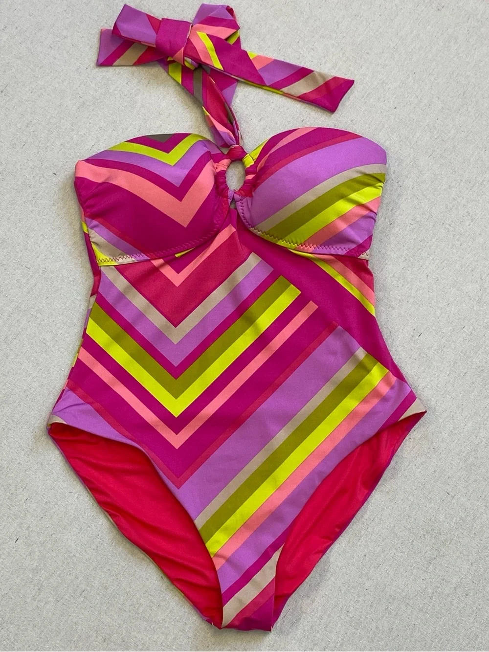 Trina Turk Waltz Convertible Bandeau Striped One Piece Swimsuit